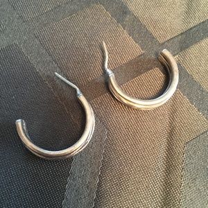 Mexican sterling silver half hoop earrings